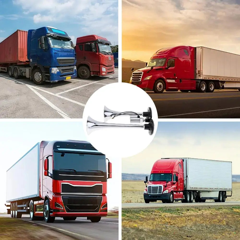 Semi Truck Air Horn Car Air Horn Dual Trumpet 150db Super Loud Motorcycle Train Horn Electric Impact Air Horn For Any 12/24v