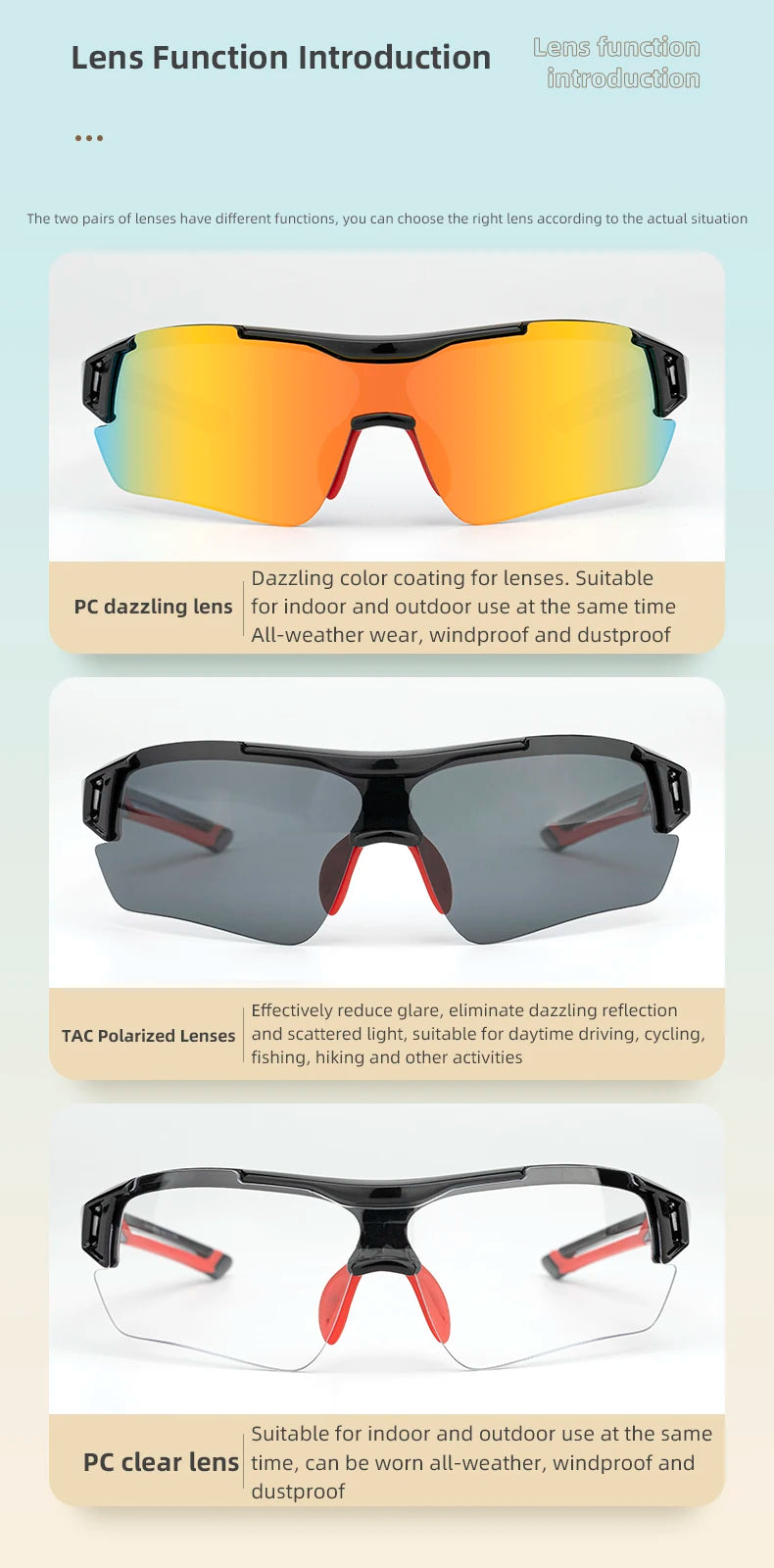 ROCKBROS Bicycle Glasses TAC Polarized Ultra-light Removeable Frame Non-slip Comfortable Bicycle Sunglasses Cycling Equipment