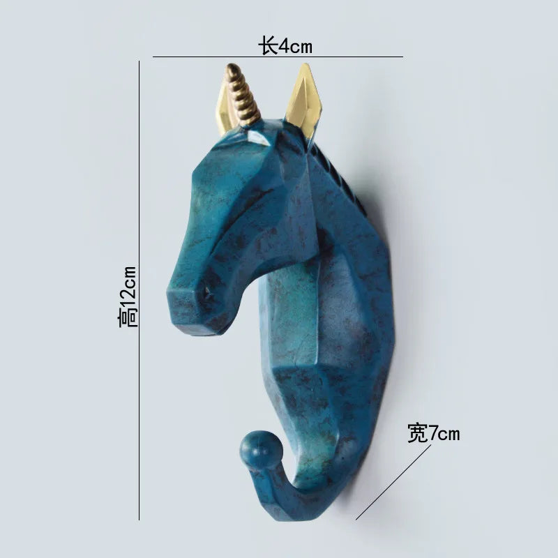 Animal Head Resin Key Hook Decor Holder Clothing Deer Elephant Unicorn Rhinoceros Racks Hook Coat Bag Hanger Cap Decor Home Wall
