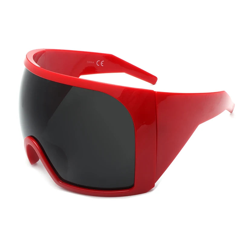 Oversized Punk One-piece Wrap Around Sunglasses Goggle Women Men Sun Glasses Female Surround 2000'S Shades Eyewear