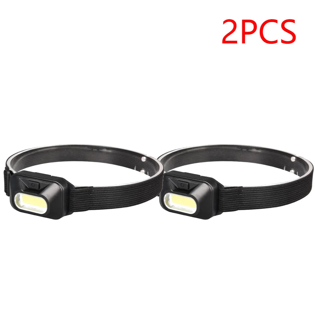 Mini COB LED Headlamps Lightweight Portable 3 Switch Modes Headlight Camping Headlamp Head Flashlight AAA Batteries Powered