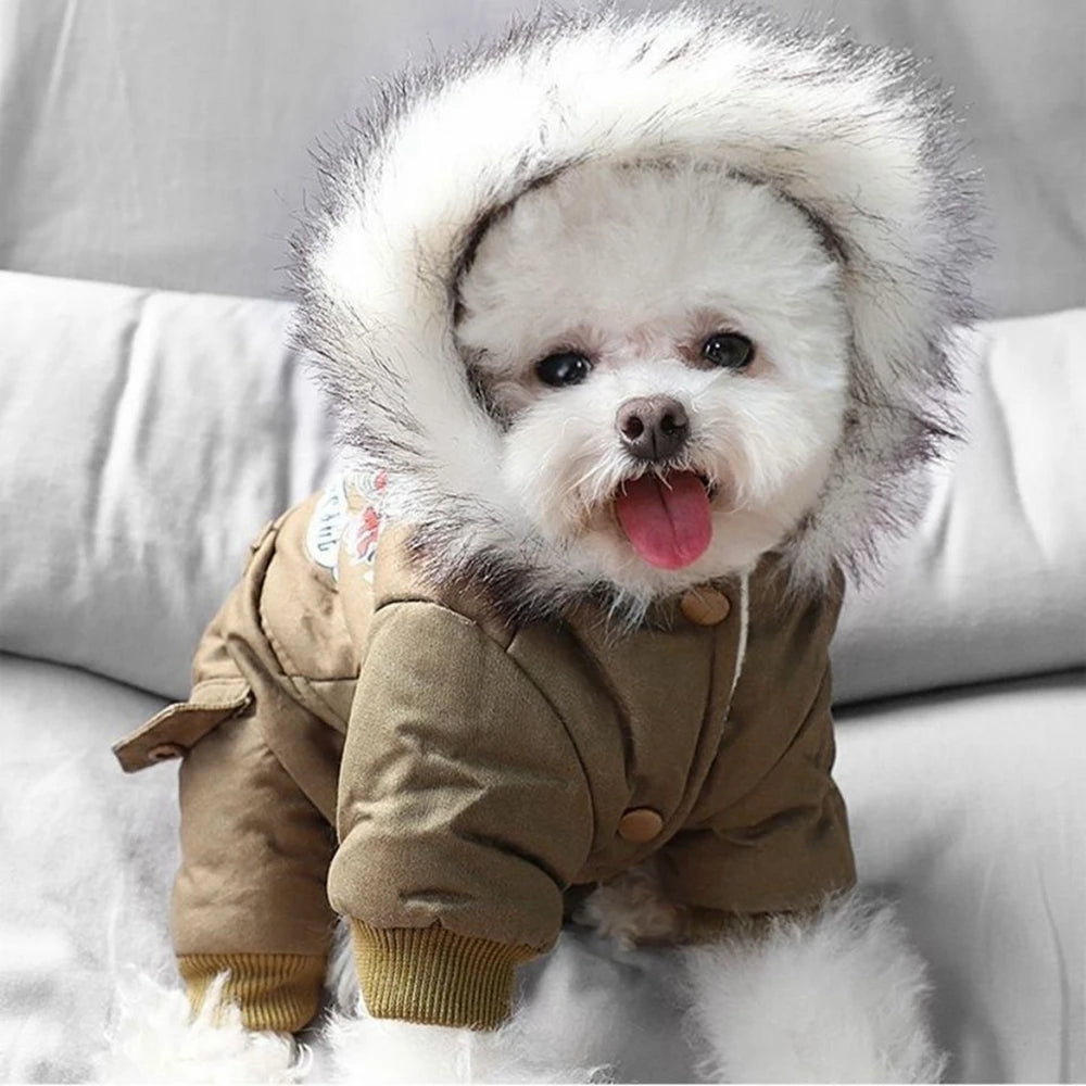 Winter Pet Dog Clothes Warm Dog Hooded Jacket Thicken Coat Jumpsuit for Small Dogs Pet Clothing For French Bulldog Puppy Outfits
