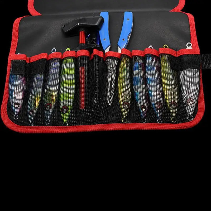 12 Slots Portabale Fishing Lure Spoon Bag Foldable Fishing Jig Bag Fishing Tackle Pocket Bag Organizer For Baits Hooks Lines