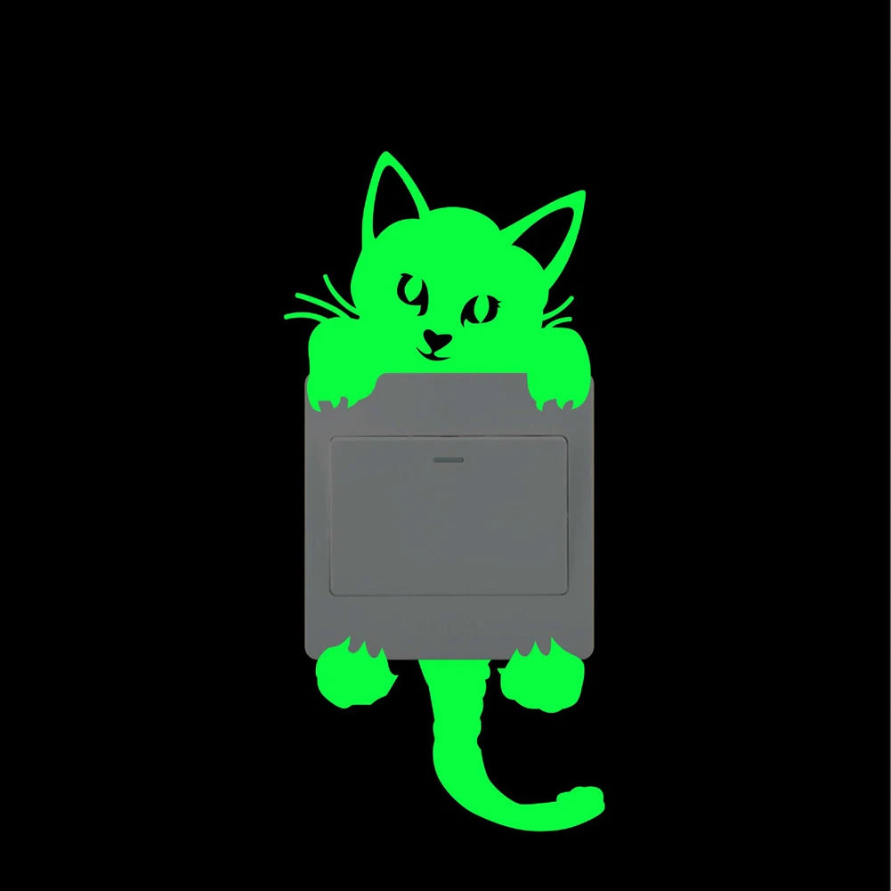 Light Switch Sticker Luminous Wall Stickers Cartoon Glow In The Dark Sticker Decal For Kids Room Decoration Home Decor Cat Fairy