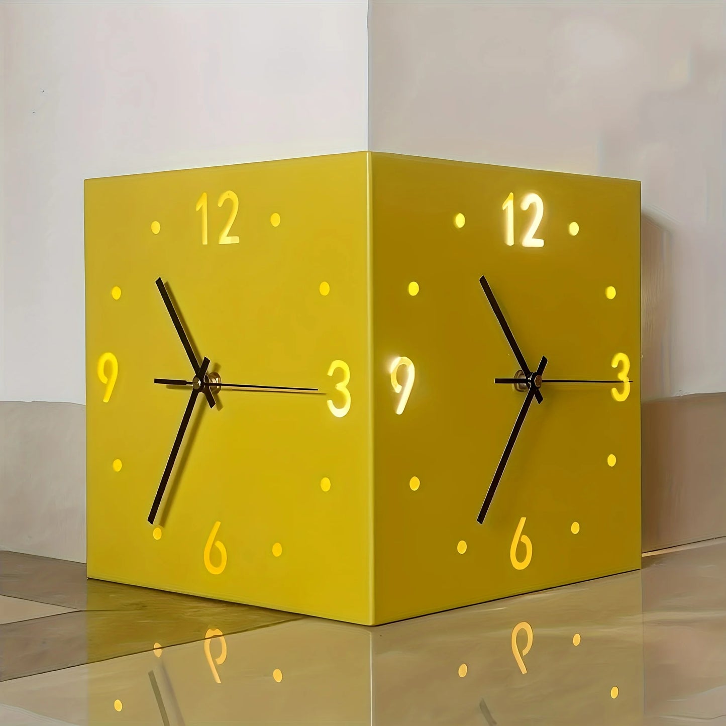 Corner Modern Wall Clock, Stylish Double-sided Luminous Wall Clock, Sensor Luminous Corner Wall Clock, Mute Wall Clock