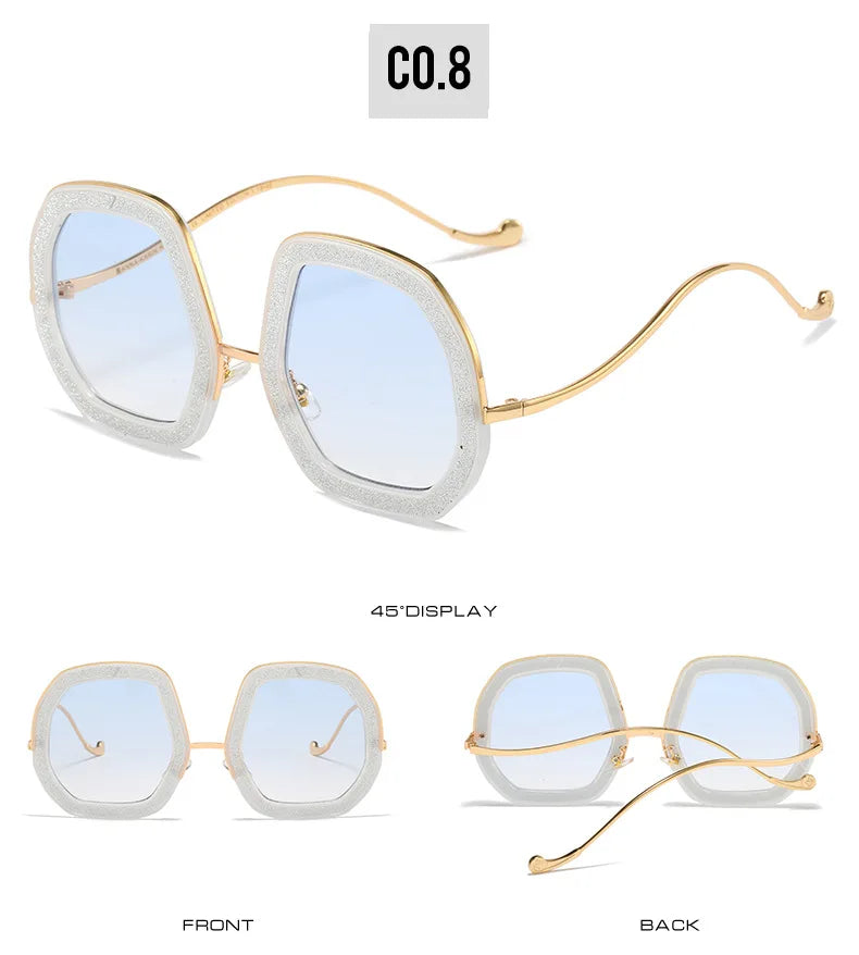 Big Frame Crystal Sun Glasses Women Cooling Designer Women Luxury Shades Lunette De Soleil Femme Googles Sunglasses Women 2022