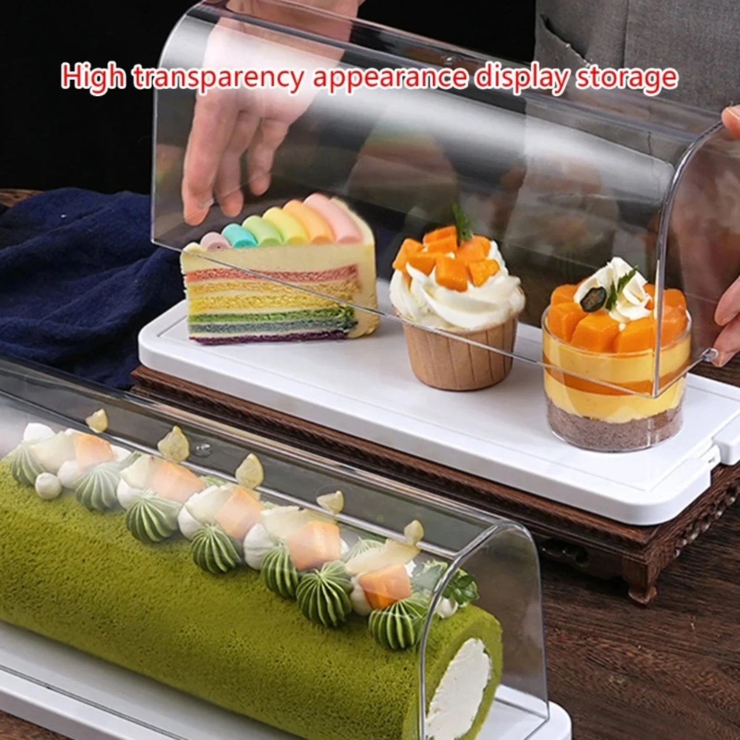 Roll Cake Display Container with Clear Dome Plastic Muffins Cheese Display Box Drop shipping