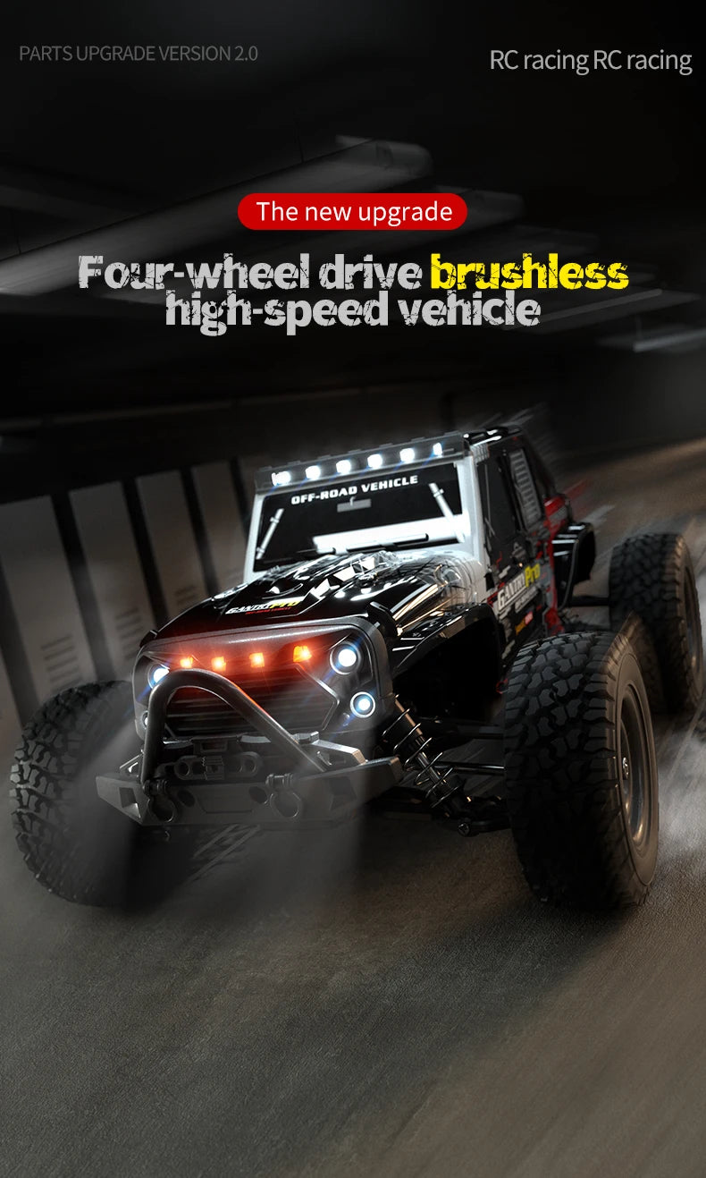 16103 PRO RC Offroad 4x4 70KM/H High-Speed RC Car 2.4GHz Brushless Motor, 1:16 4WD Off-road Climbing Vehicle Wtith LED Light