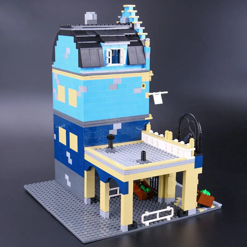 Creative Ideas Market Street Model Set Adorable Bedroom Street Views Building Blocks Bricks Toy For Room Decoration 10190 Gifts