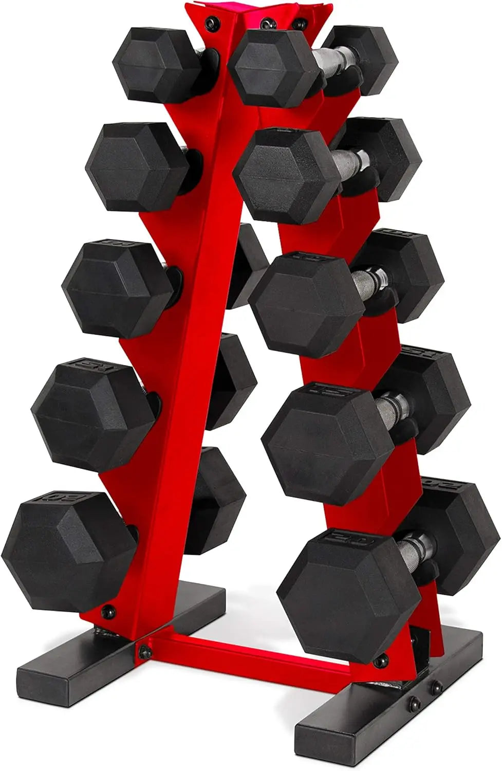 150 LB Coated Hex Dumbbell Weight Set with Vertical Rack | Chrome Handle Multiple Options