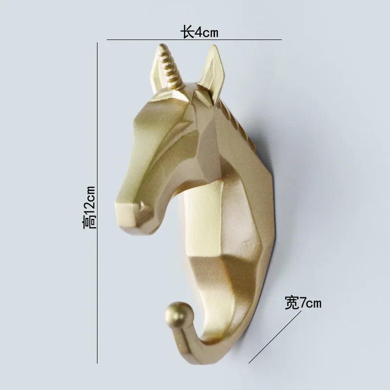 Animal Head Resin Key Hook Decor Holder Clothing Deer Elephant Unicorn Rhinoceros Racks Hook Coat Bag Hanger Cap Decor Home Wall