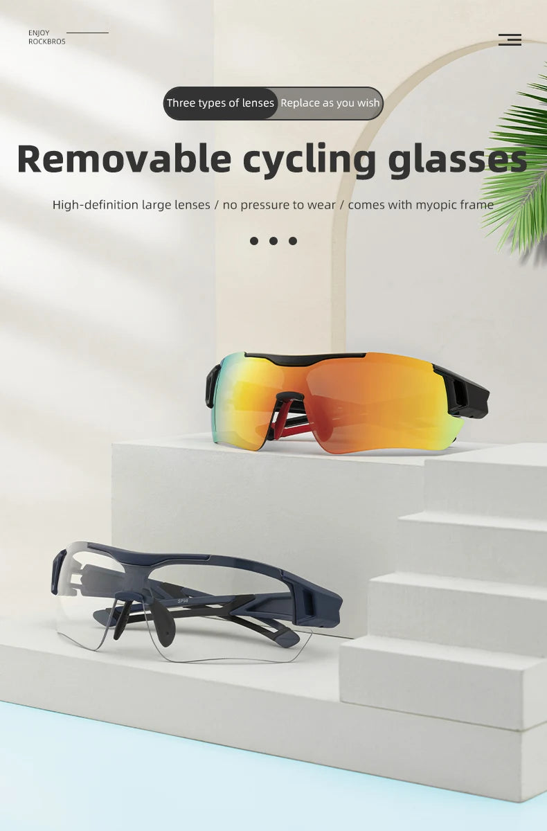 ROCKBROS Bicycle Glasses TAC Polarized Ultra-light Removeable Frame Non-slip Comfortable Bicycle Sunglasses Cycling Equipment