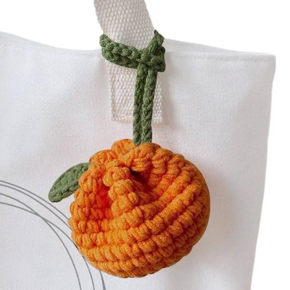 Orange Coin Purse Crochet Drawstring Bag Cute Drawstring Orange-Shaped Cute Wallet Crochet Tangerine Bag For Coin Chargers