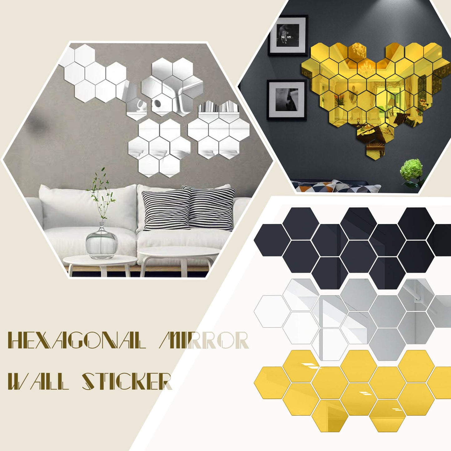 Hexagon Mirror Environmental Protection Acrylic Wall Sticker Background Wall Decoration Mirror Sticker home decor Accessories