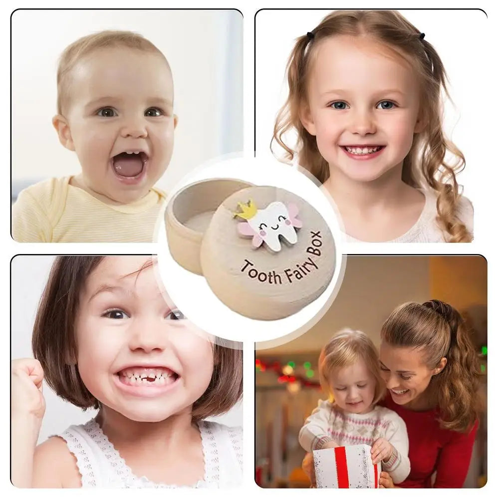 Baby Wooden Boxes Tooth Box Wooden Memory Box For Tooth Cute Carved Teeth Container Fairy Gifts Keepsake Gift For Baby