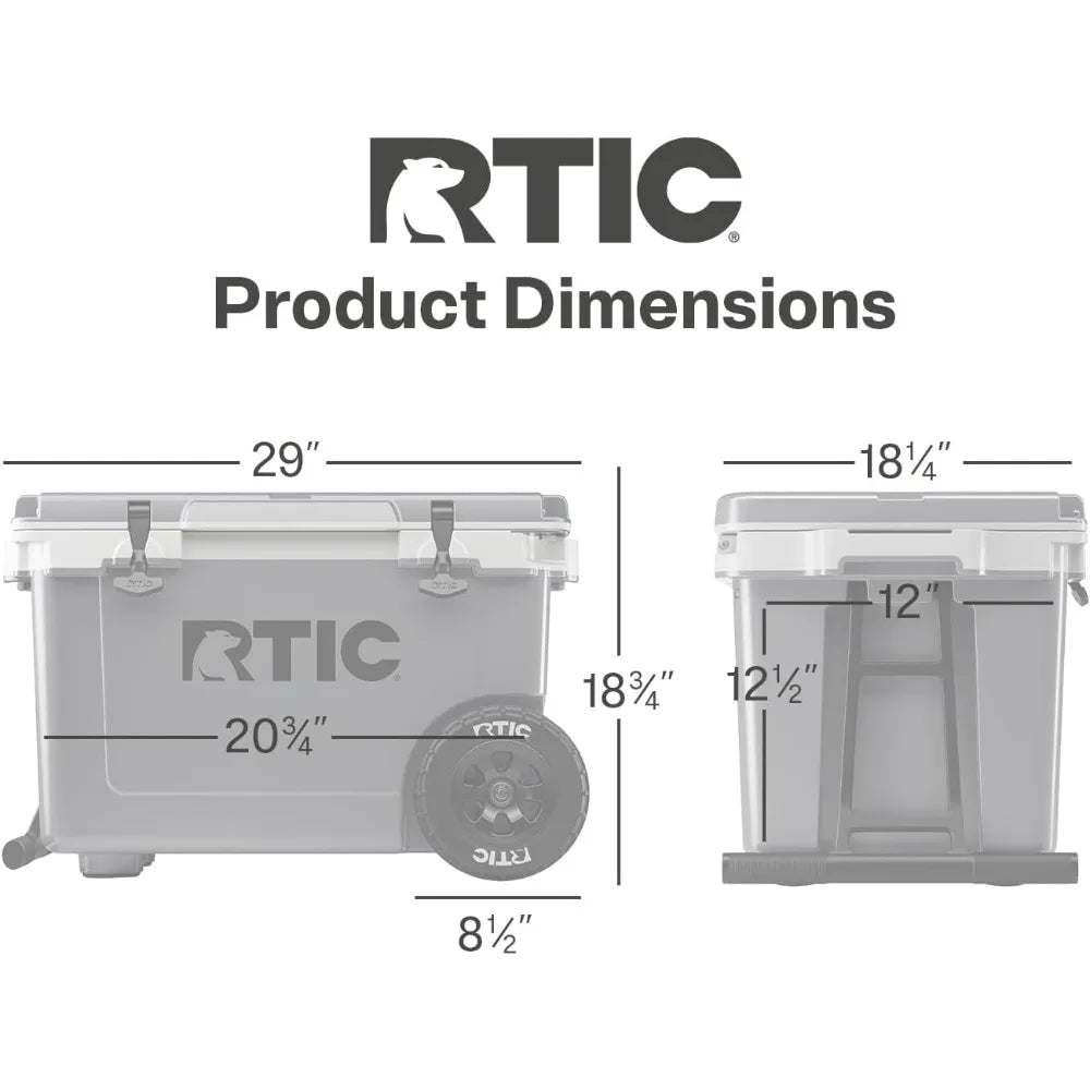 52 Quart Ultra-Light Wheeled Hard Cooler Insulated Portable Ice Chest Box for Beach, Drink, Beverage, Camping, Picnic, Fishing,