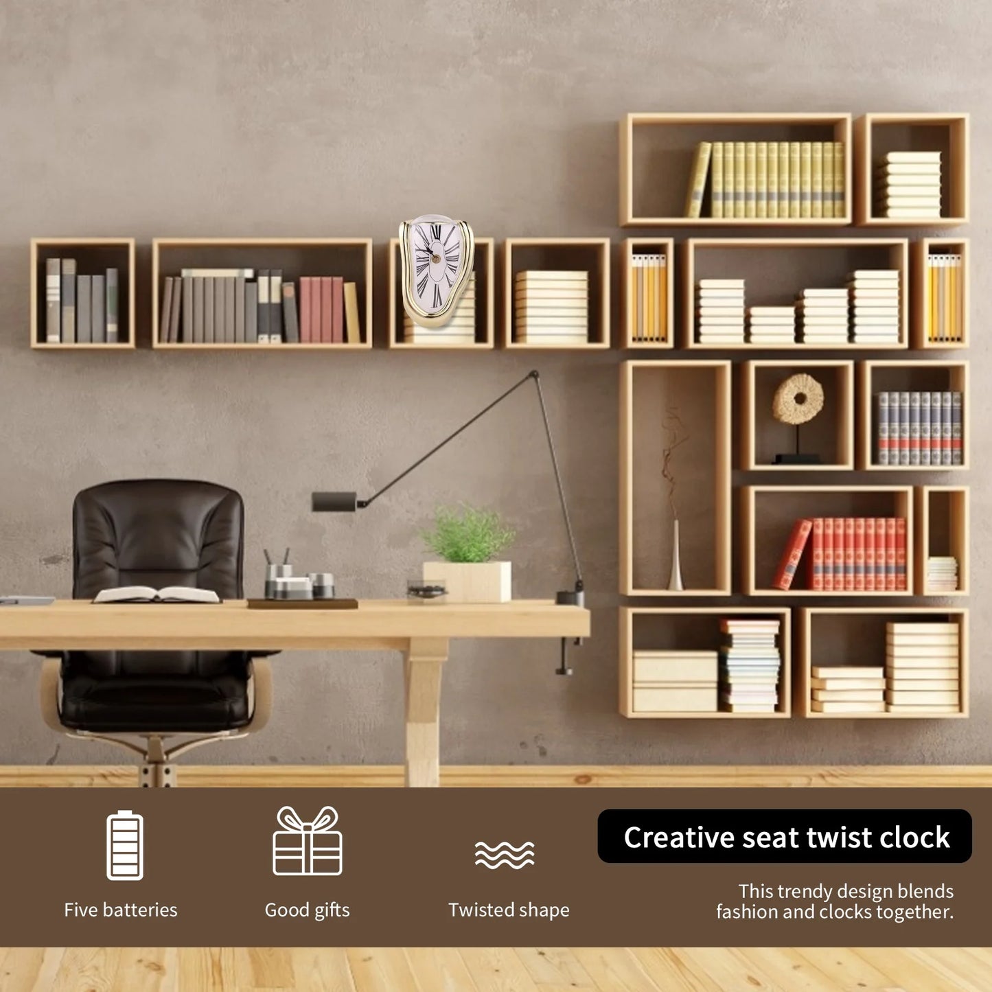 Melting Clock Surrealism Melting Clock Roman Number Vintage Melting Table Clock Exquisite Deformation Clock for Home Office