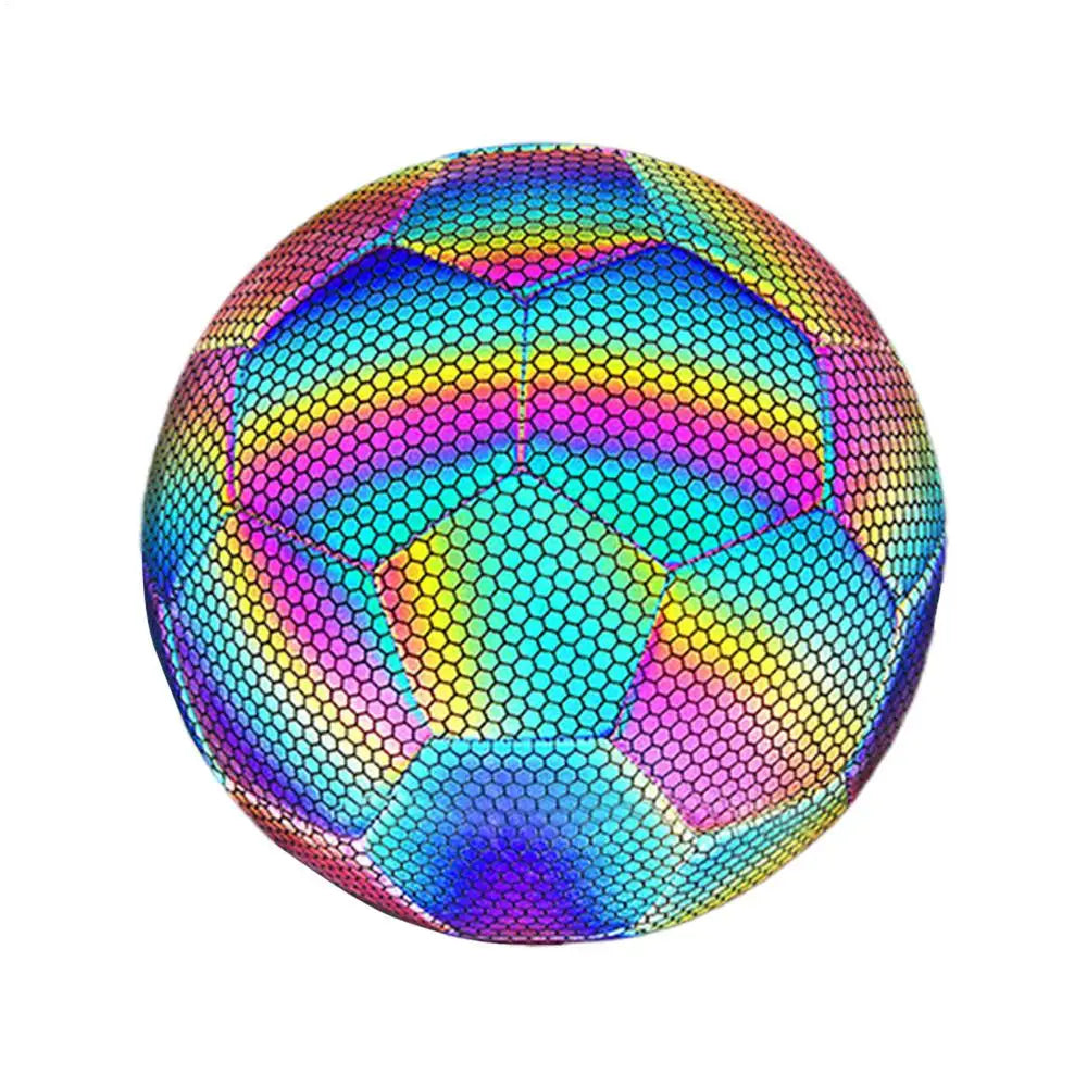 Reflective Football Holographic Luminous Soccer Ball Night Outdoor Sports Glowing Standard Soccer Size 4/5 for Training