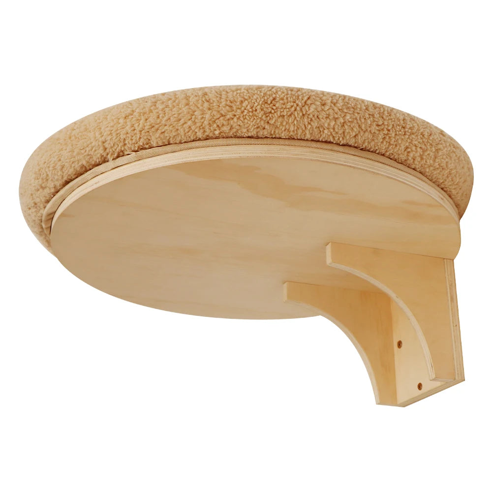 Cat Wall Mounted Solid Wooden Furniture Climbing Ladder and Cat Hammock with Scratching Post for Activity Indoor Cats Perches