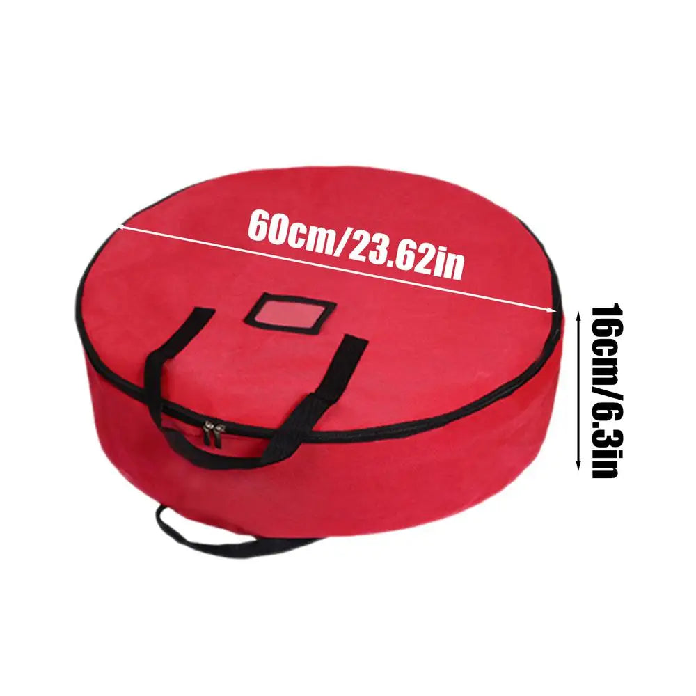 60Cm Christmas Wreath Storage Bag  with Thickened Oxford Cloth Seasonal Holiday Wreath Storage Container  with Handle and Zipper