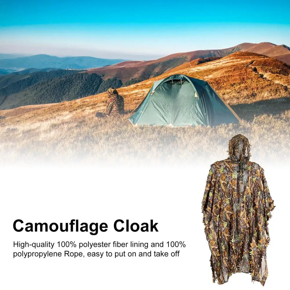 3D Leaves Ghillie Suit, Woodland Poncho Raincoat, Hunting Camouflage Suit, Camo Cape Cloak Clothing, For Bird Animal Photography