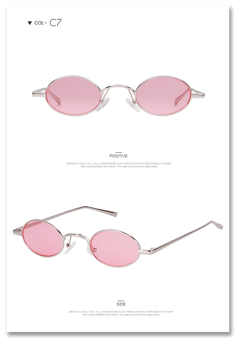 SORVINO Skinny Steampunk Oval Sunglasses 2020 Women Vintage Small Steam Punk Goggles Designer Gold Tiny Sun Glasses Shades SN229