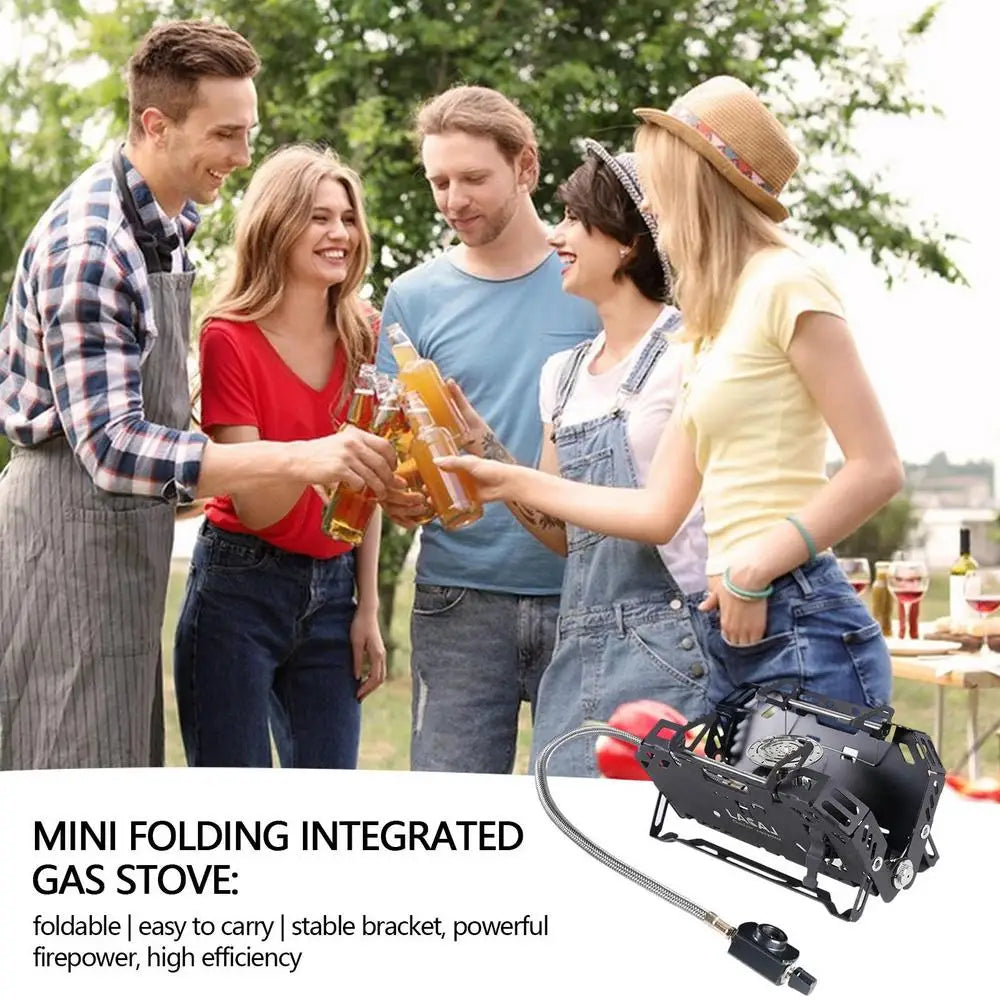 Camping Gas Stove Portable Folding Stove Windproof Cassette Gas Burner With Adjustable Valve Outdoor Hiking BBQ Cooking Cooker