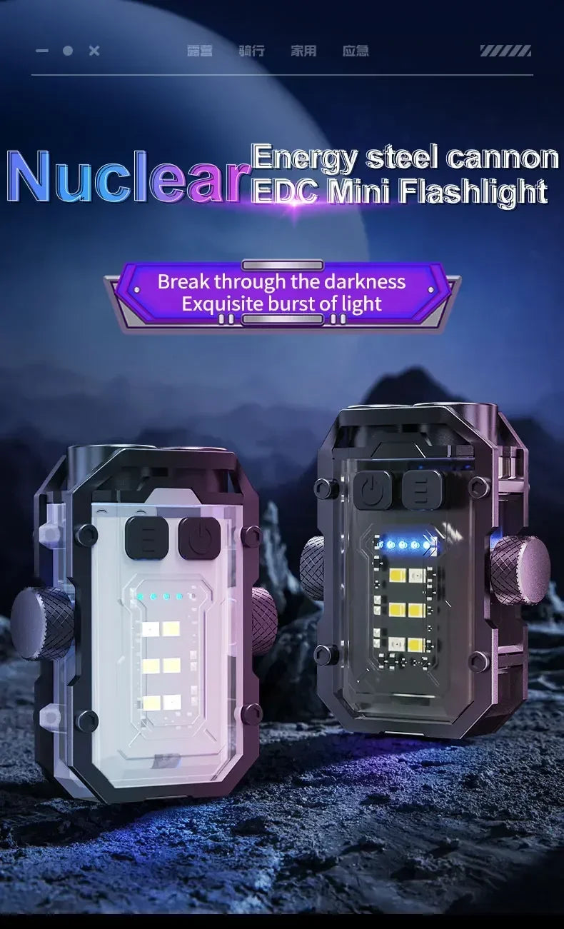 Mini LED Keychain Light Portable Magnetic EDC Flashlight Outdoor Camping Fishing Emergency Work Hat Clip Lamp With FingertipGyro
