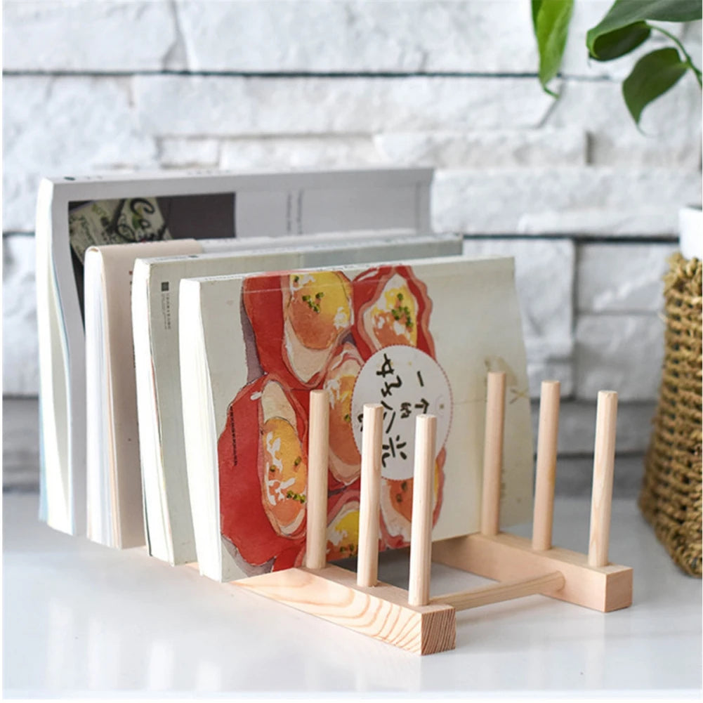 Wooden Kitchen Dish Drain Rack Dinnerware Storage Organizer Tray Plate Drying Shelf Book Cups Display Stand Drainer Holders