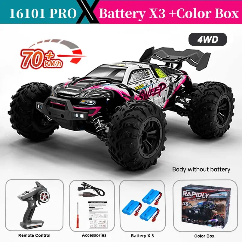 16103 PRO RC Offroad 4x4 70KM/H High-Speed RC Car 2.4GHz Brushless Motor, 1:16 4WD Off-road Climbing Vehicle Wtith LED Light