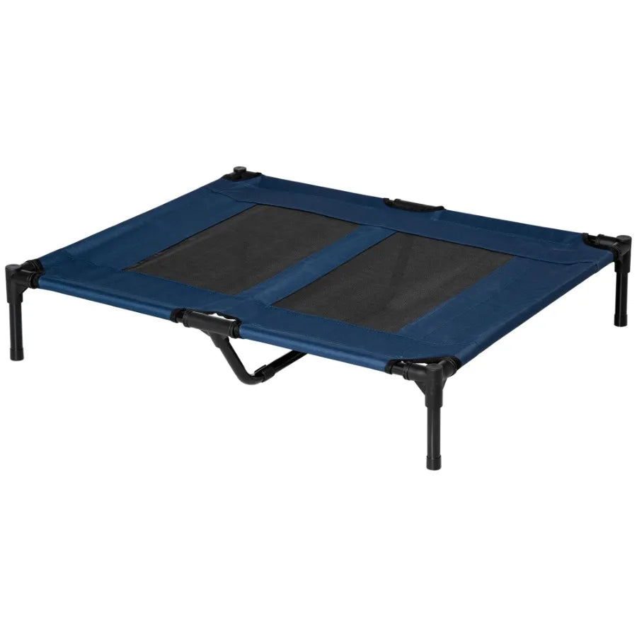 PawHut 36 x 30 Elevated Cooling Summer Dog Cot Pet Bed With Mesh Ventilation Blue
