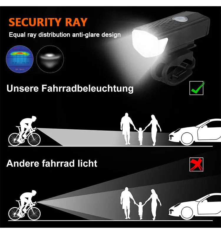 Bicycle Front Rear Light Set LED Rechargeable MTB Bike Head Light Cycling Red Warning Tail Light Accessories for Night Riding