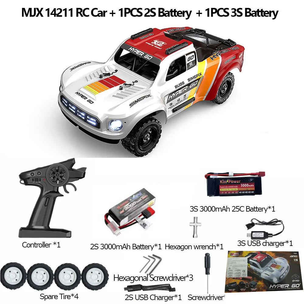 HYPER GO MJX14211 1/14 4WD RC High-Speed Brushless Remote Control Car With Gyroscope Off-road Racing RC Truck Toys