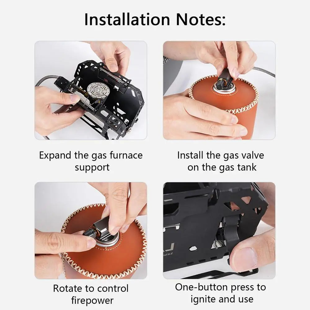 Camping Gas Stove Portable Folding Stove Windproof Cassette Gas Burner With Adjustable Valve Outdoor Hiking BBQ Cooking Cooker