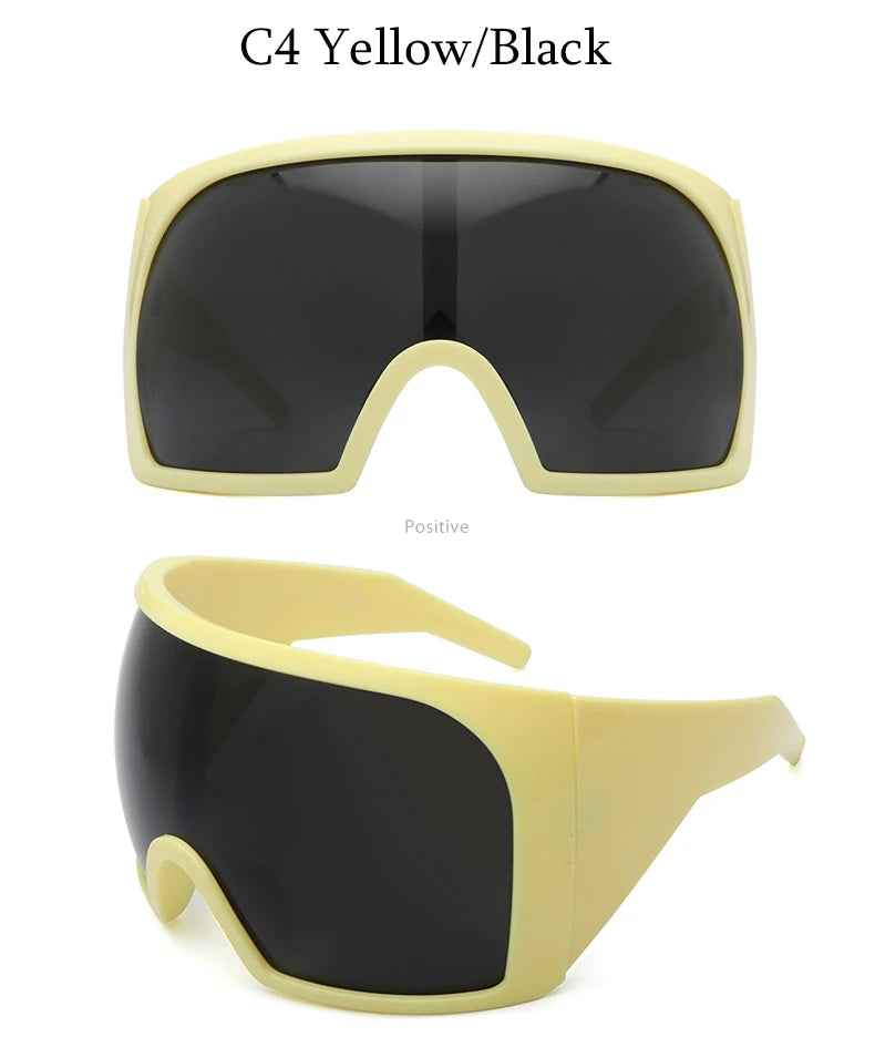 Oversized Punk One-piece Wrap Around Sunglasses Goggle Women Men Sun Glasses Female Surround 2000'S Shades Eyewear