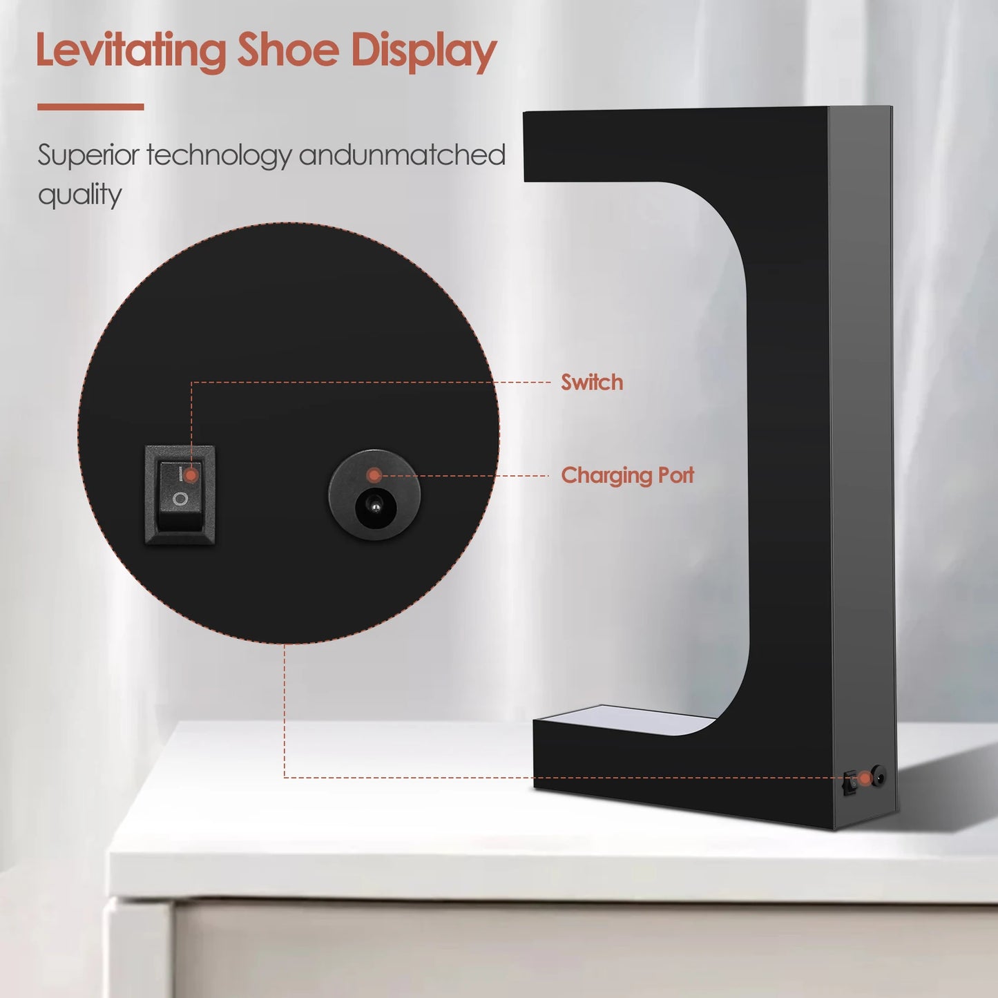 Magnetic Floating Shoe Display Stand Levitation Sneaker Holder With LED Light for Advertising Store levitating shoe display