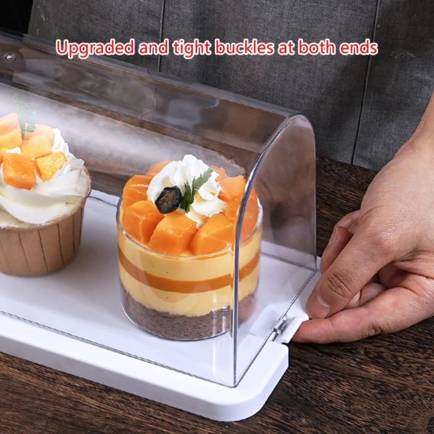 Roll Cake Display Container with Clear Dome Plastic Muffins Cheese Display Box Drop shipping