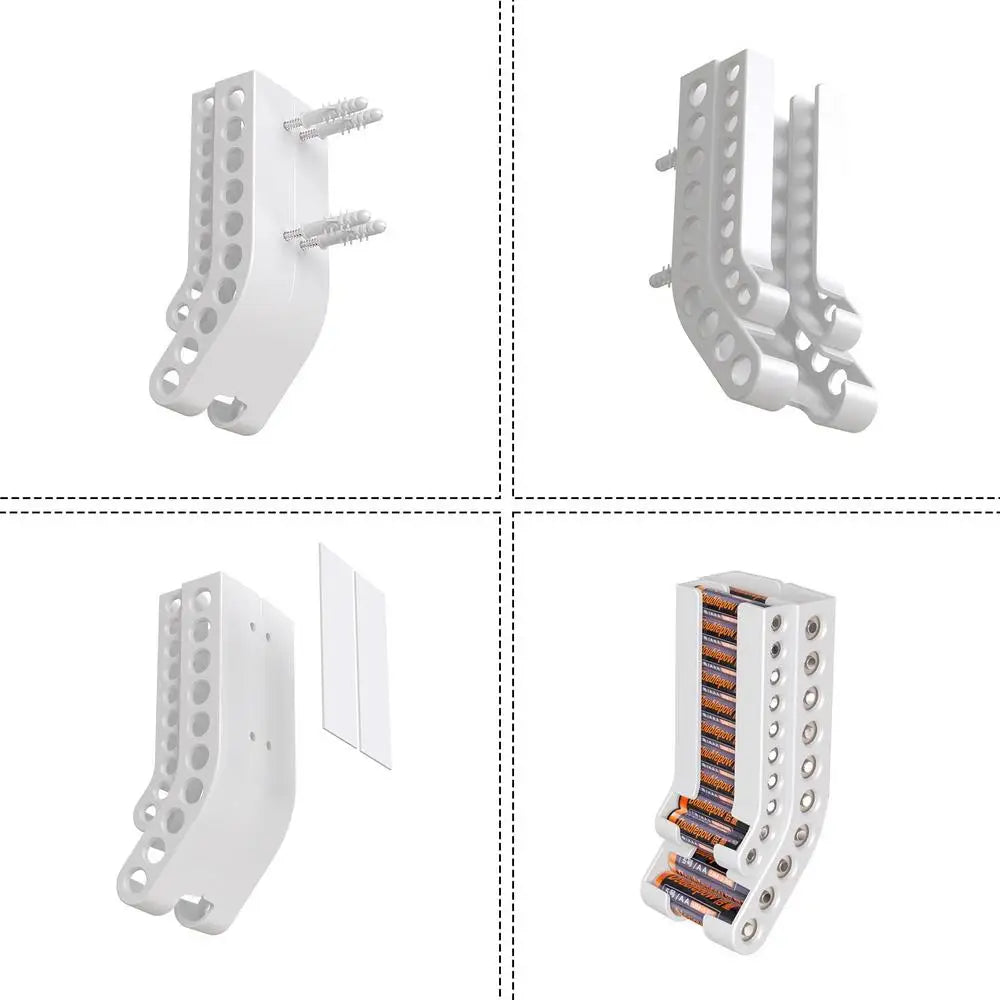 Battery Storage Organizer AA & AAA Combo Battery Keeper Wall Holder Battery Dispenser Container for 10AAA 10AA Batteries Bracket