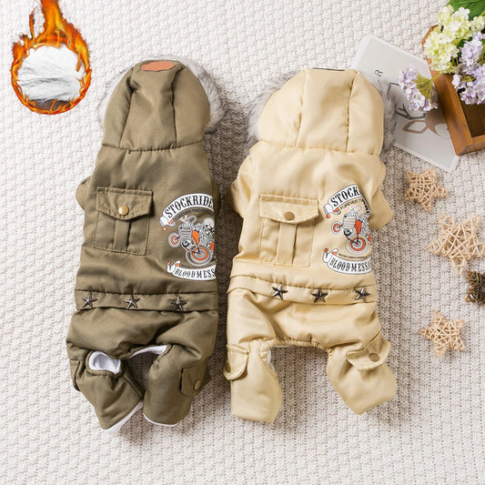 Winter Pet Dog Clothes Warm Dog Hooded Jacket Thicken Coat Jumpsuit for Small Dogs Pet Clothing For French Bulldog Puppy Outfits