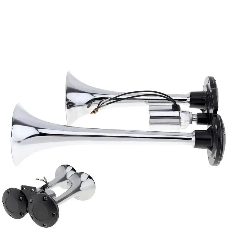 Semi Truck Air Horn Car Air Horn Dual Trumpet 150db Super Loud Motorcycle Train Horn Electric Impact Air Horn For Any 12/24v