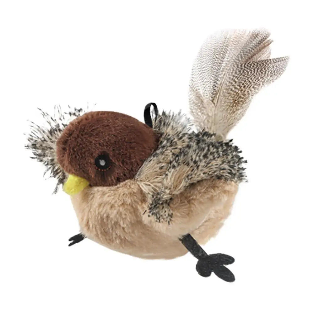 Flapping Bird Cat Toy Touch-Activated Lifelikes Sparrow Snowy Owl Chirping Cat Toy For Indoor Interactive Relieve Boredom