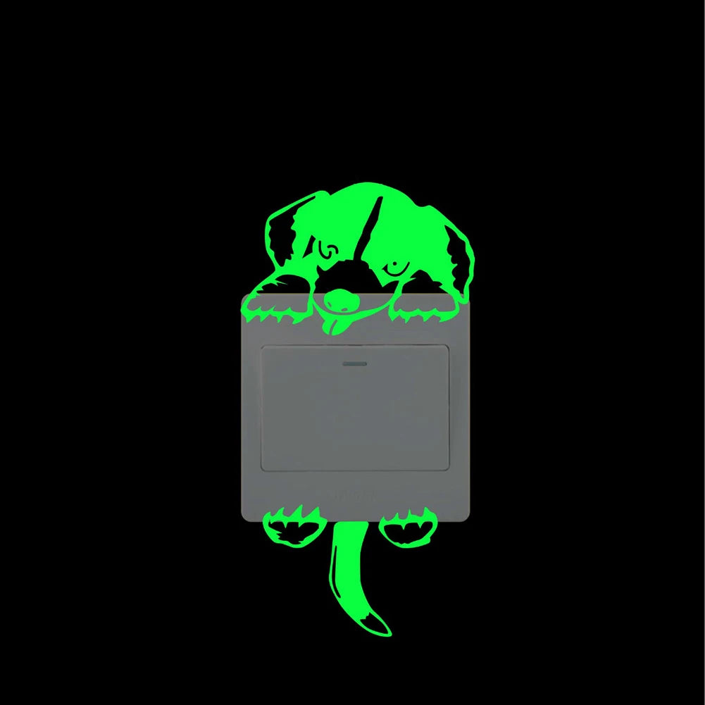 Light Switch Sticker Luminous Wall Stickers Cartoon Glow In The Dark Sticker Decal For Kids Room Decoration Home Decor Cat Fairy