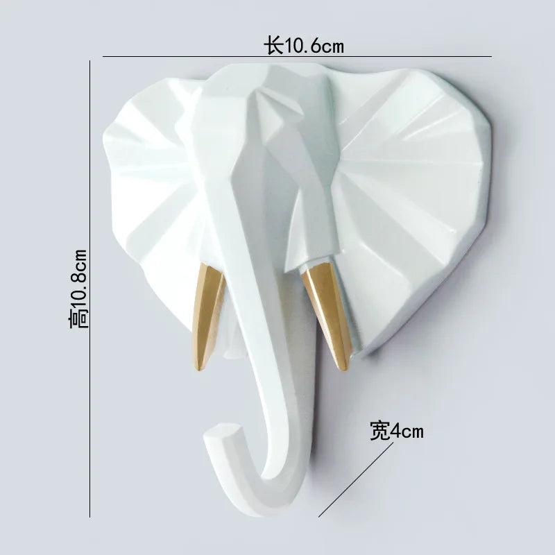 Animal Head Resin Key Hook Decor Holder Clothing Deer Elephant Unicorn Rhinoceros Racks Hook Coat Bag Hanger Cap Decor Home Wall