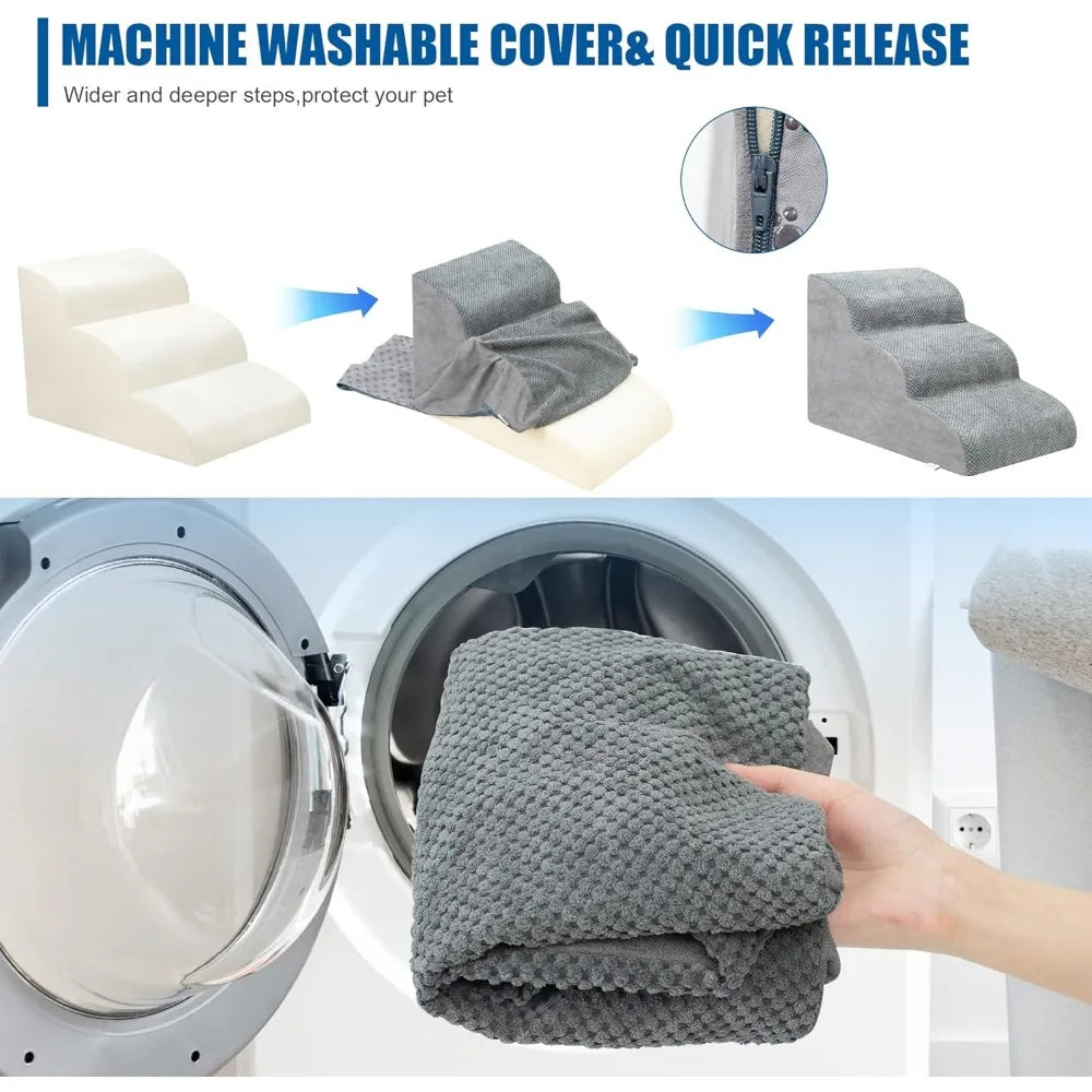 Pet Stairs 3 Steps Climb Stairs for Small Dog Cat Puppy Ramp Ladder Anti-slip Removable staircase ladder Dogs Bed ramp Ladder