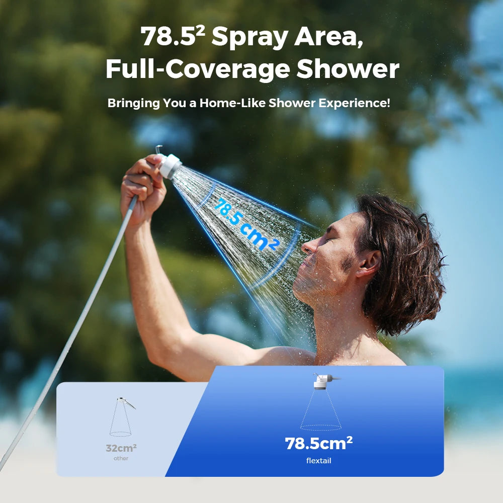 FLEXTAIL TINY SHOWER - Outdoor Camping Shower Portable Electric Shower Pump IPX7 Waterproof for Outdoor and Home Cleaning