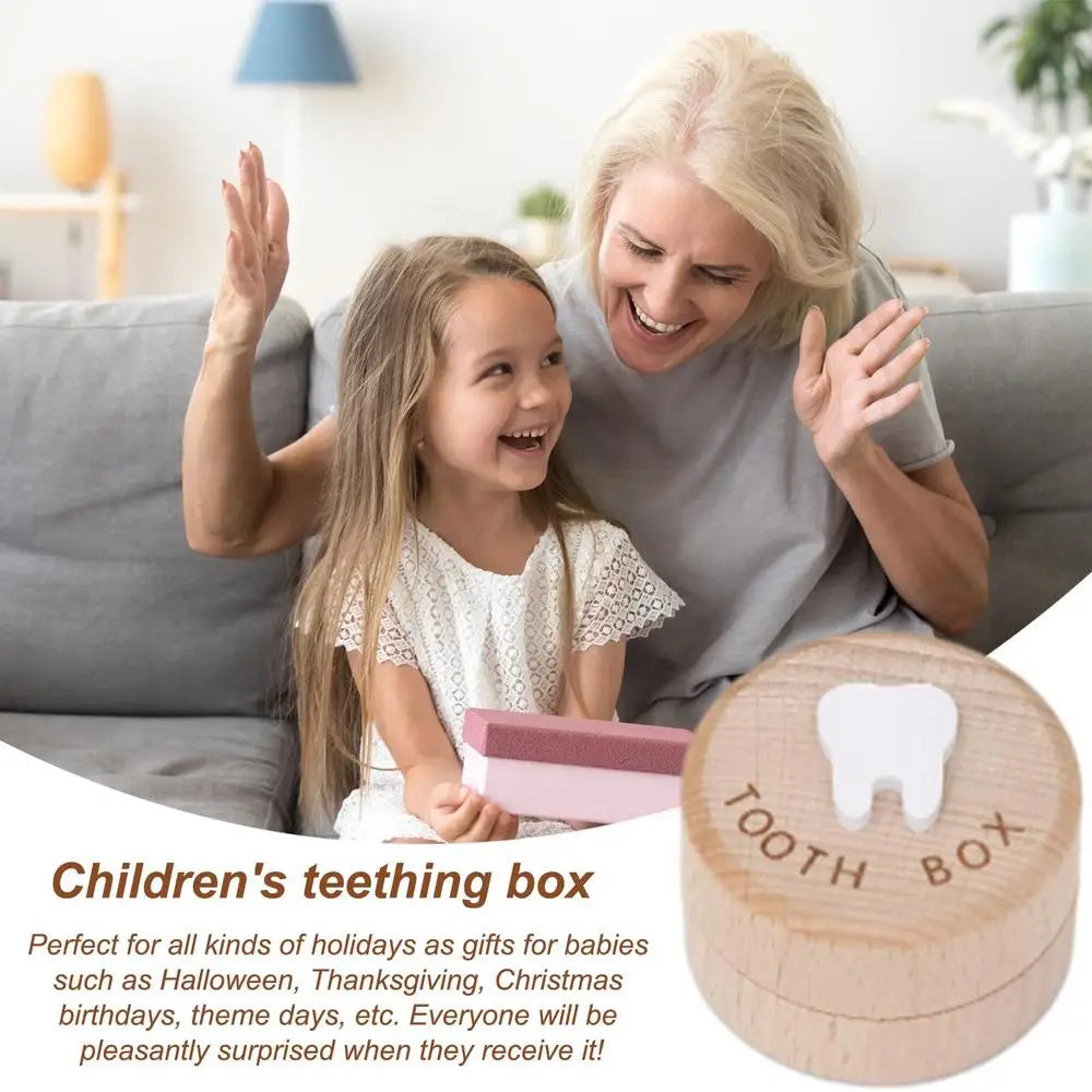 Baby Wooden Boxes Tooth Box Wooden Memory Box For Tooth Cute Carved Teeth Container Fairy Gifts Keepsake Gift For Baby