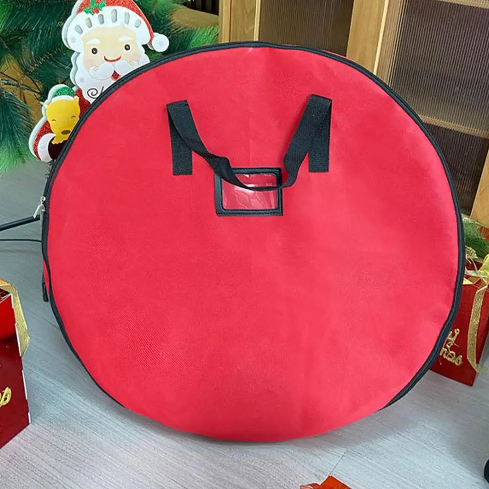 60Cm Christmas Wreath Storage Bag  with Thickened Oxford Cloth Seasonal Holiday Wreath Storage Container  with Handle and Zipper