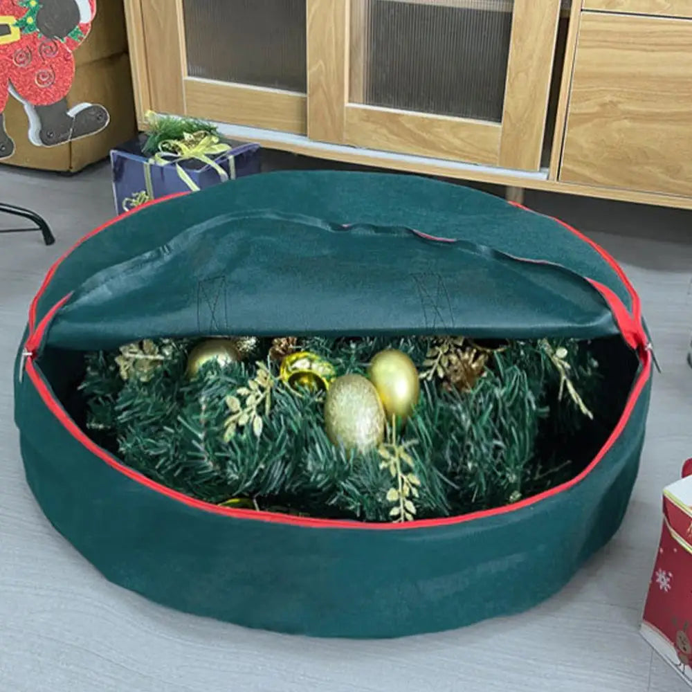 60Cm Christmas Wreath Storage Bag  with Thickened Oxford Cloth Seasonal Holiday Wreath Storage Container  with Handle and Zipper