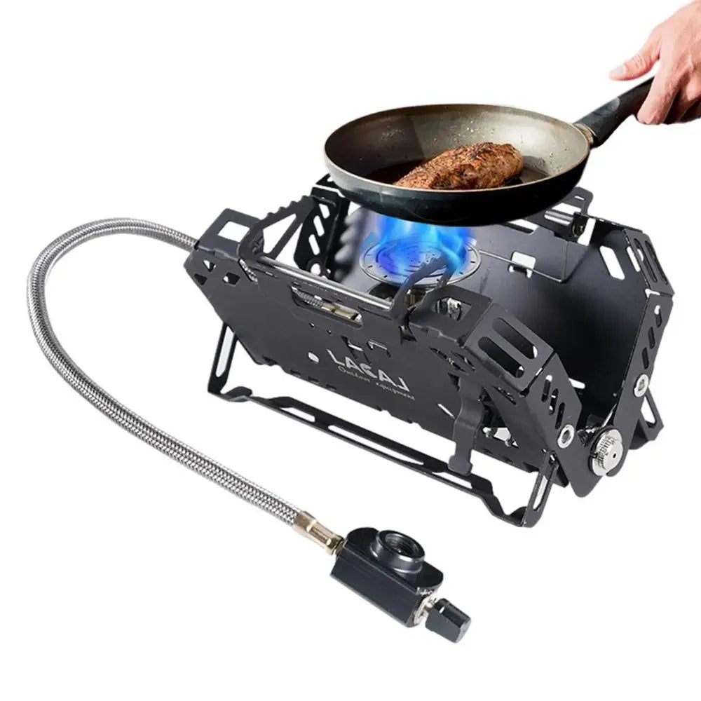 Camping Gas Stove Portable Folding Stove Windproof Cassette Gas Burner With Adjustable Valve Outdoor Hiking BBQ Cooking Cooker