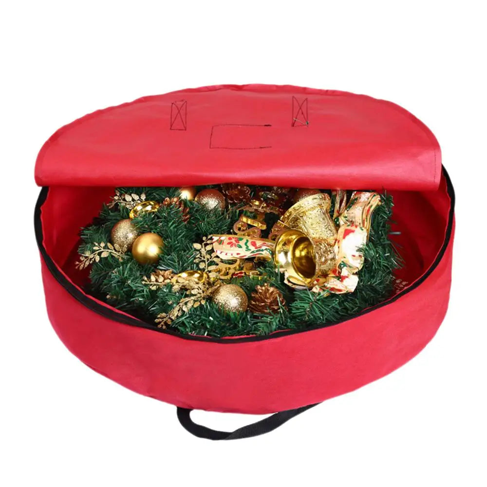 60Cm Christmas Wreath Storage Bag  with Thickened Oxford Cloth Seasonal Holiday Wreath Storage Container  with Handle and Zipper
